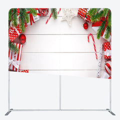 Lofaris Christmas Balls Gifts White Stripe Pillow Case Backdrop