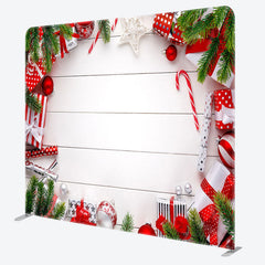 Lofaris Christmas Balls Gifts White Stripe Pillow Case Backdrop