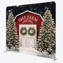 Lofaris Christmas Barn Door Tree Tension Fabric Backdrop