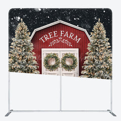 Lofaris Christmas Barn Door Tree Tension Fabric Backdrop