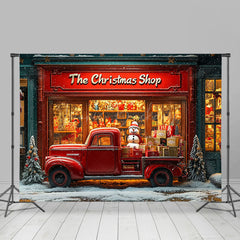 Lofaris Christmas Boutique Red Gift Truck Snowman Backdrop