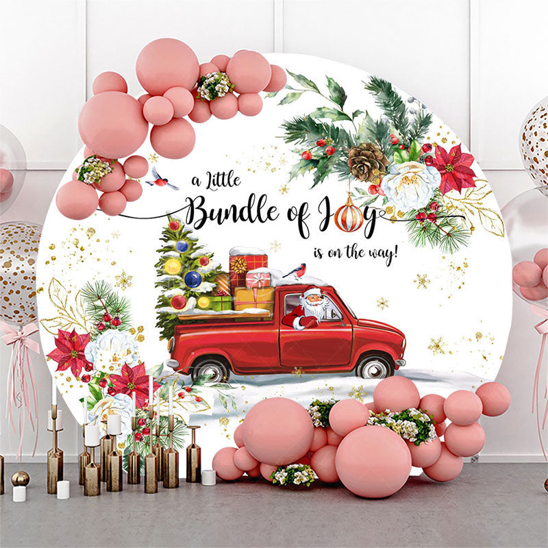 Lofaris Christmas Bundle Of Joy Round Baby Shower Backdrop