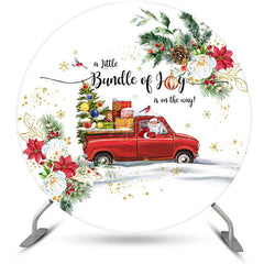 Lofaris Christmas Bundle Of Joy Round Baby Shower Backdrop