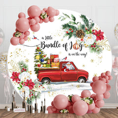 Lofaris Christmas Bundle Of Joy Round Baby Shower Backdrop