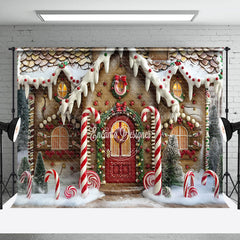 Lofaris Christmas Candy Gingerbread Home Wonderland Backdrop