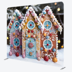 Lofaris Christmas Candy House Square Tension Fabric Backdrop