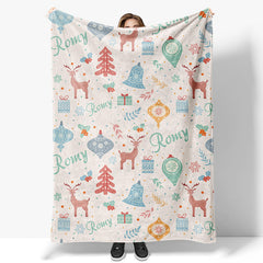 Lofaris Christmas Cartoon Pattern Customized Name Blanket