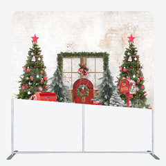 Lofaris Christmas Door Beige Wall Tension Fabric Backdrop