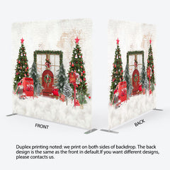 Lofaris Christmas Door Beige Wall Tension Fabric Backdrop