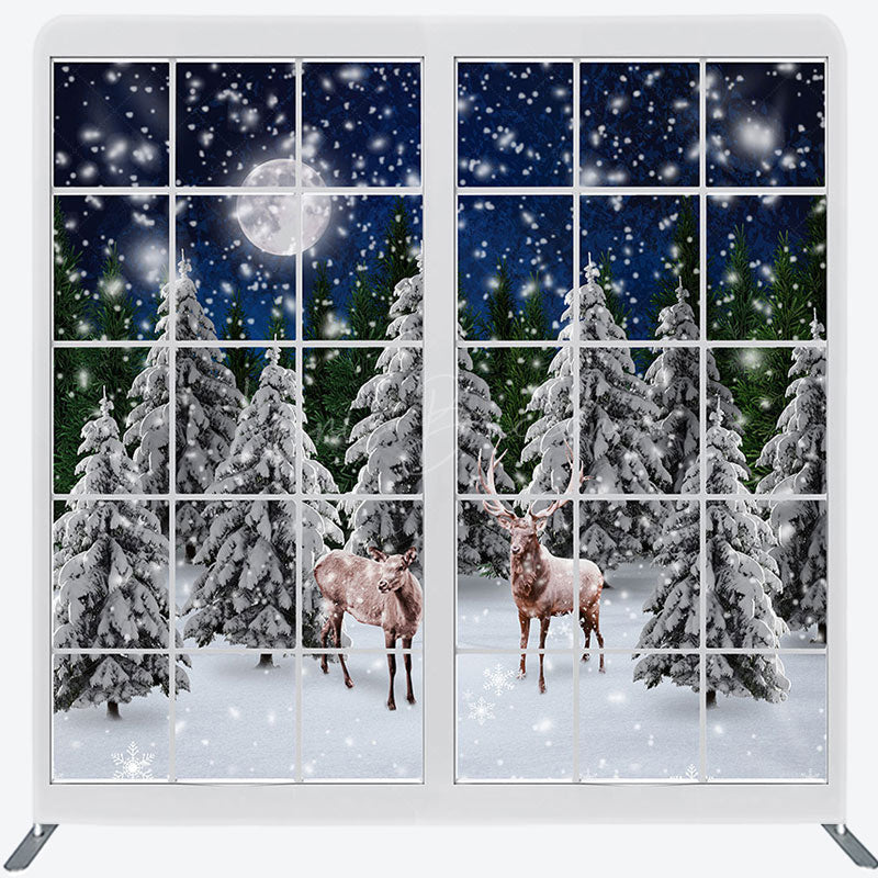 Lofaris Christmas Elk In Forest Window Pillow Case Backdrop