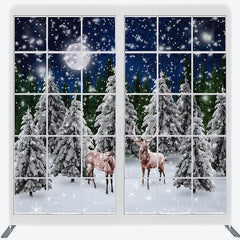 Lofaris Christmas Elk In Forest Window Pillow Case Backdrop