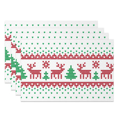 Lofaris Christmas Elk Tree Pixel Pattern Set Of 4 Placemats