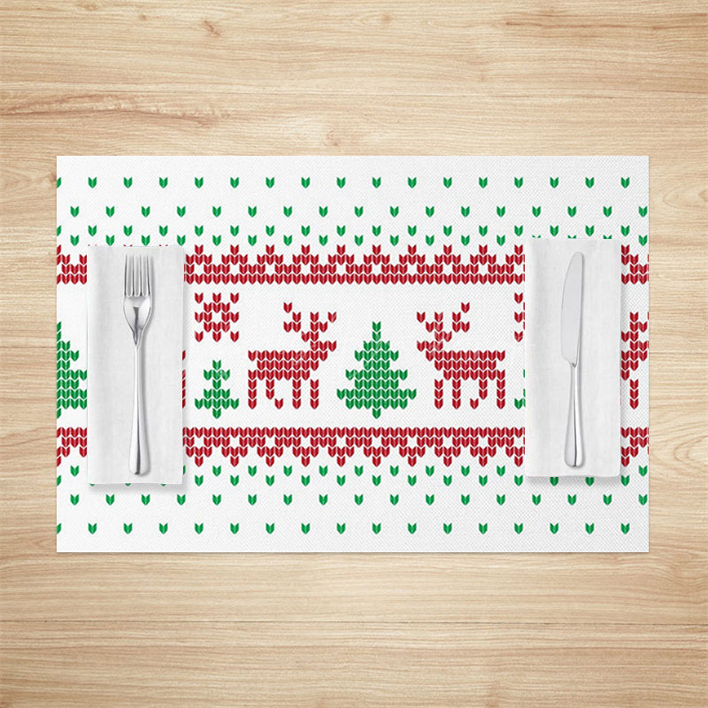 Lofaris Christmas Elk Tree Pixel Pattern Set Of 4 Placemats