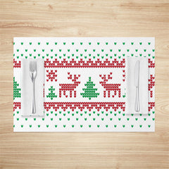 Lofaris Christmas Elk Tree Pixel Pattern Set Of 4 Placemats