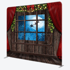 Lofaris Christmas Eve Red Curtain Night Tension Backdrop