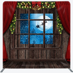 Lofaris Christmas Eve Red Curtain Night Tension Backdrop