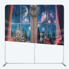 Lofaris Christmas Eve Window Scene Square Tension Backdrop