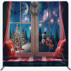 Lofaris Christmas Eve Window Scene Square Tension Backdrop