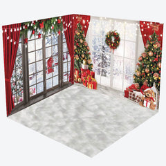 Lofaris Christmas Festive Window Scenery Room Set Backdrop