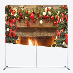 Lofaris Christmas Fireplace Double-Sided Square Backdrop