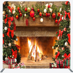 Lofaris Christmas Fireplace Double-Sided Square Backdrop