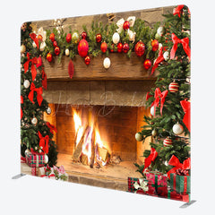 Lofaris Christmas Fireplace Double-Sided Square Backdrop