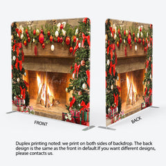 Lofaris Christmas Fireplace Double-Sided Square Backdrop