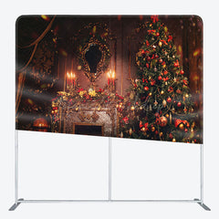 Lofaris Christmas Fireplace Vintage Tension Fabric Backdrop