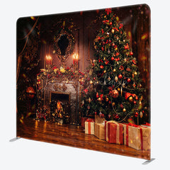 Lofaris Christmas Fireplace Vintage Tension Fabric Backdrop