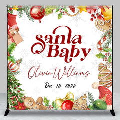 Lofaris Christmas Gift Bell Custom Name Baby Shower Backdrop