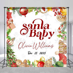 Lofaris Christmas Gift Bell Custom Name Baby Shower Backdrop