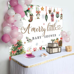 Lofaris Christmas Gifts A Merry Little Baby Shower Backdrop