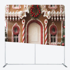 Lofaris Christmas Gingerbread House Photo Fabric Backdrop