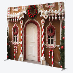 Lofaris Christmas Gingerbread House Photo Fabric Backdrop