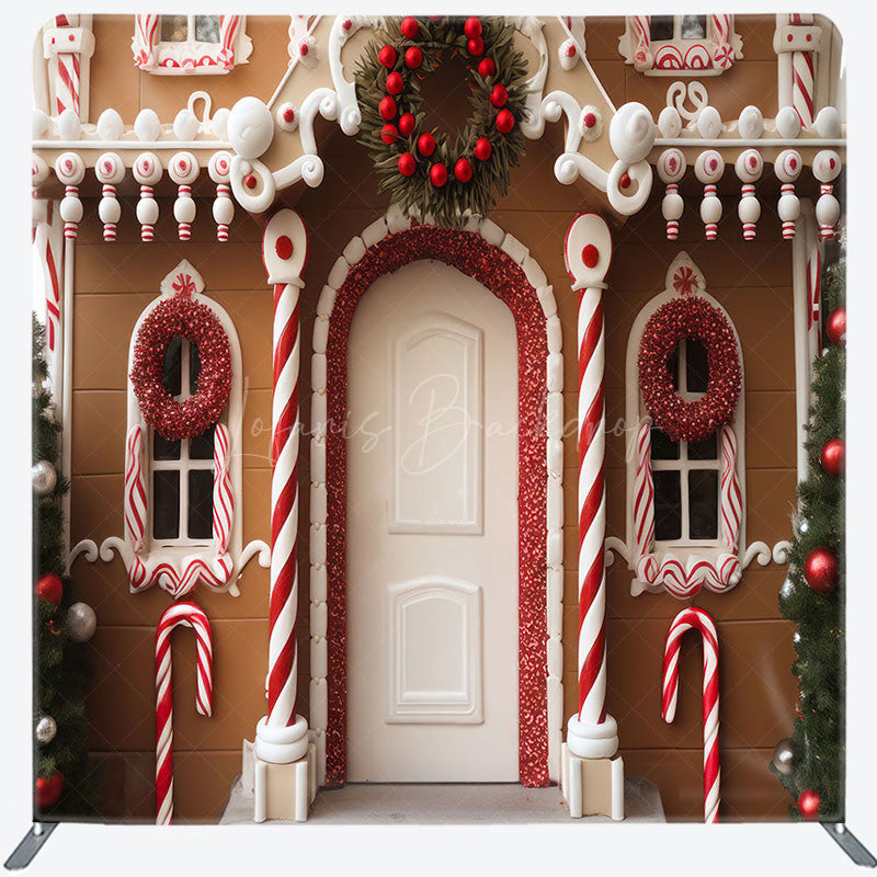 Lofaris Christmas Gingerbread House Photo Fabric Backdrop