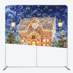 Lofaris Christmas Gingerbread House Tension Fabric Backdrop