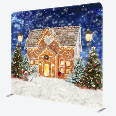 Lofaris Christmas Gingerbread House Tension Fabric Backdrop