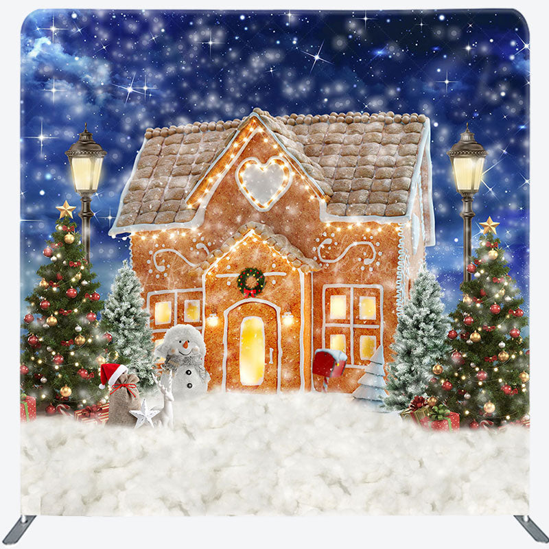 Lofaris Christmas Gingerbread House Tension Fabric Backdrop