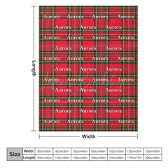 Lofaris Christmas Green Red Plaid Custom Repeat Name Blanket