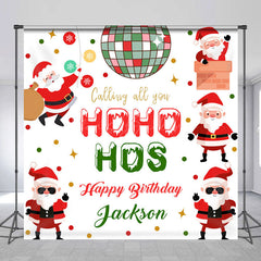 Lofaris Christmas Hohoho Custom Name Happy Birthday Backdrop