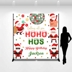 Lofaris Christmas Hohoho Custom Name Happy Birthday Backdrop