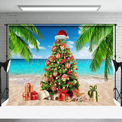 Lofaris Christmas In July Tree Summer Sandy Beach Backdrop