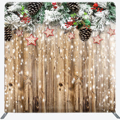 Lofaris Christmas Leaf Stars Wooden Pillow Case Backdrop