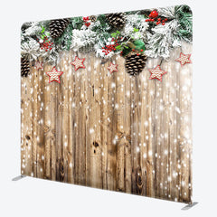 Lofaris Christmas Leaf Stars Wooden Pillow Case Backdrop