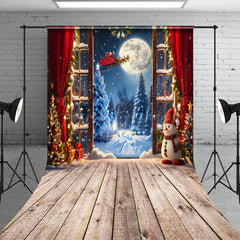 Lofaris Christmas Night Santa Wood Sweep Photo Studio Backdrop