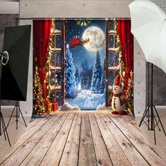 Lofaris Christmas Night Santa Wood Sweep Photo Studio Backdrop