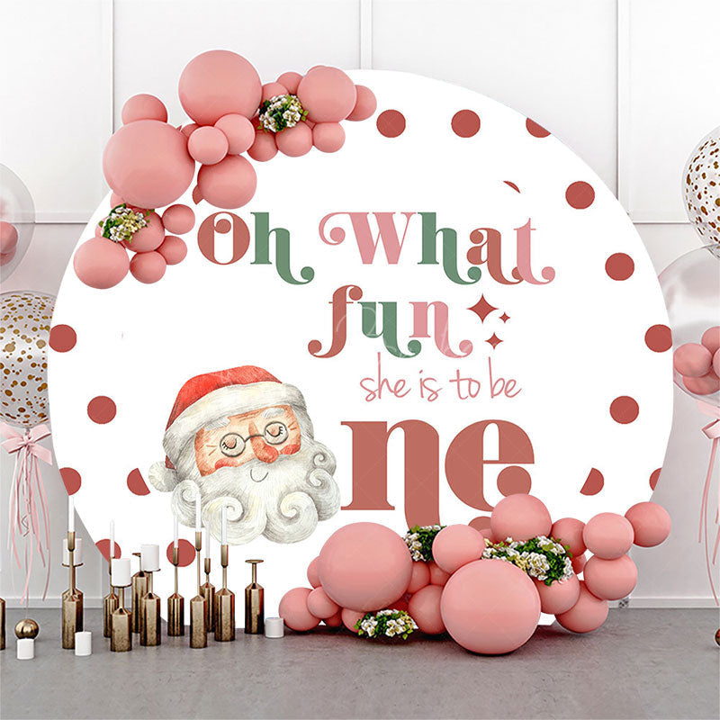 Lofaris Christmas Oh What Fun Round One Birthday Backdrop