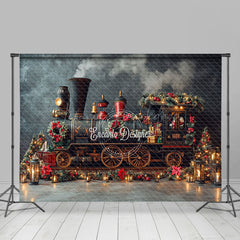 Lofaris Christmas Old Style Train Holiday Shiny Backdrop