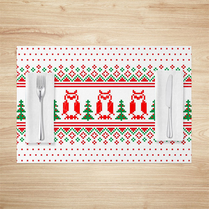 Lofaris Christmas Owl Tree Pixel Pattern Set Of 4 Placemats