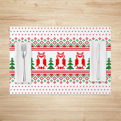 Lofaris Christmas Owl Tree Pixel Pattern Set Of 4 Placemats